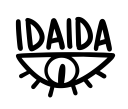 IDAIDA text above a cartoony eye with long eyelashes